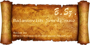 Balassovich Szerénusz névjegykártya